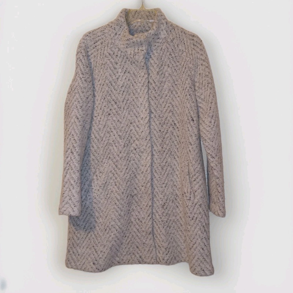 Kenar Women's Gray  Wool-Blend Coat Size L Long Classic Winter Coat Jacket